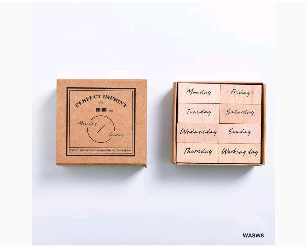 Wooden Antique Stamp (Week) -8pc