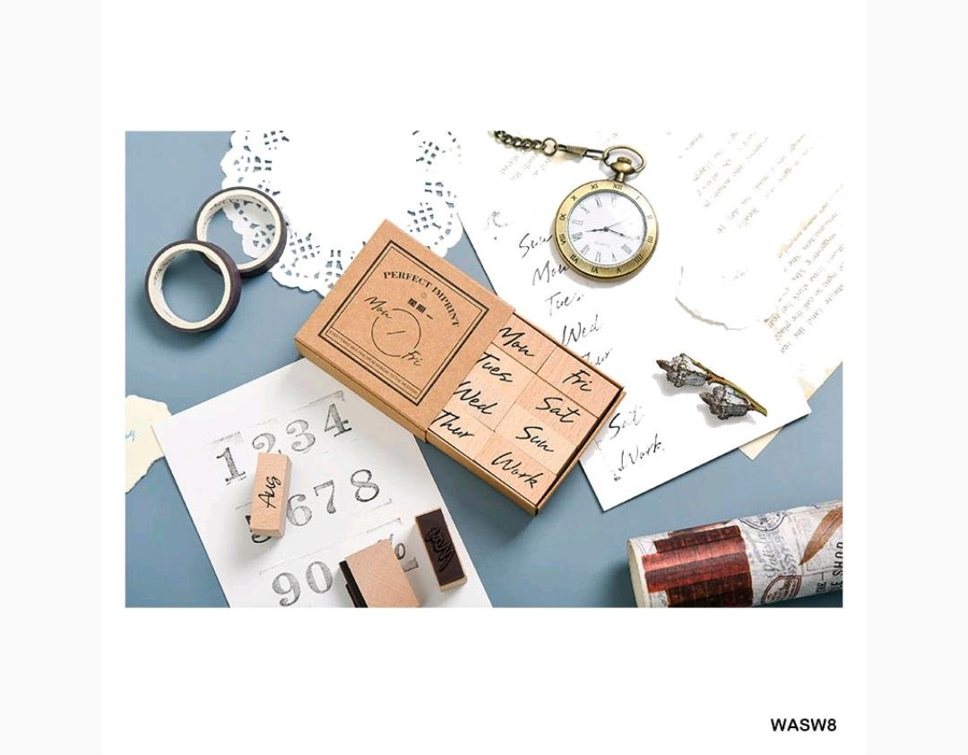 Wooden Antique Stamp (Week) -8pc