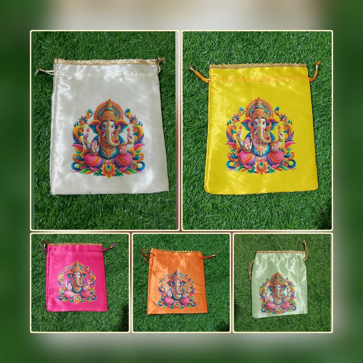Designer Printed Potli bags for Giveaways & Favours / Shagun Pouch Return Gifts for Haldi mehendi roka wedding (7*9 inch)