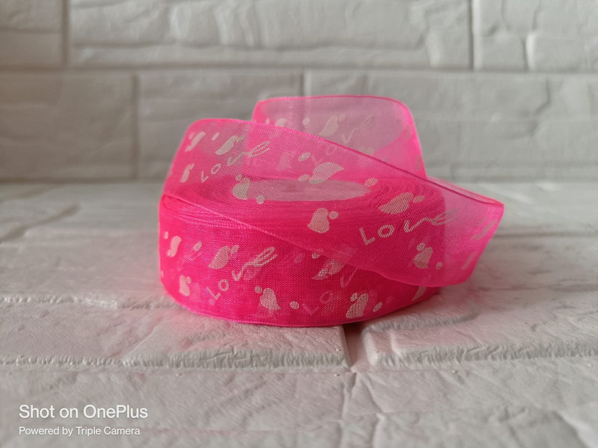 Love Organza Ribbon 1 inch – Pink