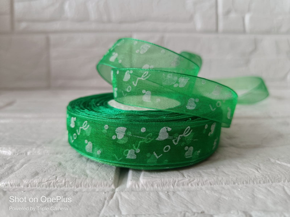 Love Organza Ribbon 1 inch – Dark Green