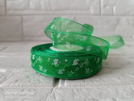 Love Organza Ribbon 1 inch – Dark Green
