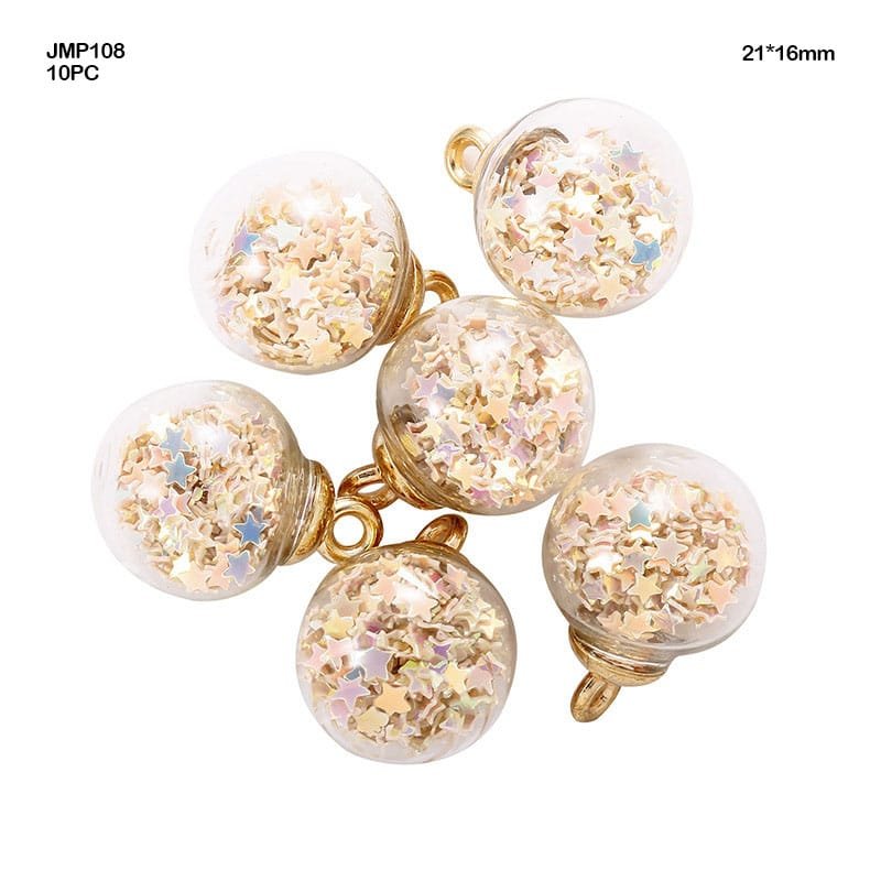 Glass Ball Pendants CS Gold (JMP108) - 10pc