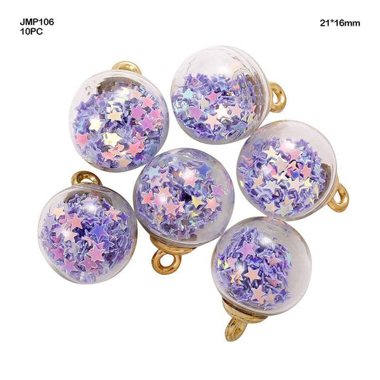 Glass Ball Pendants Purple (JMP106) - 10pc