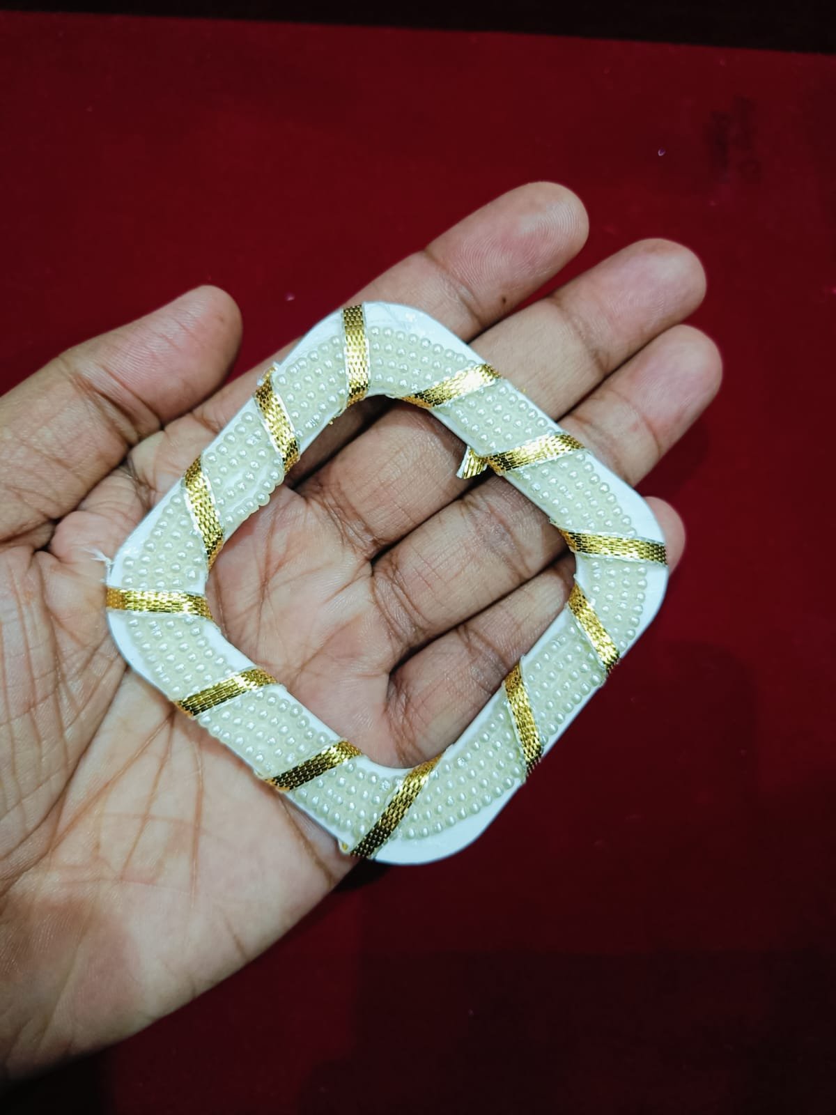 Cream Pearl Beads Ring Square 3inch – 10pc