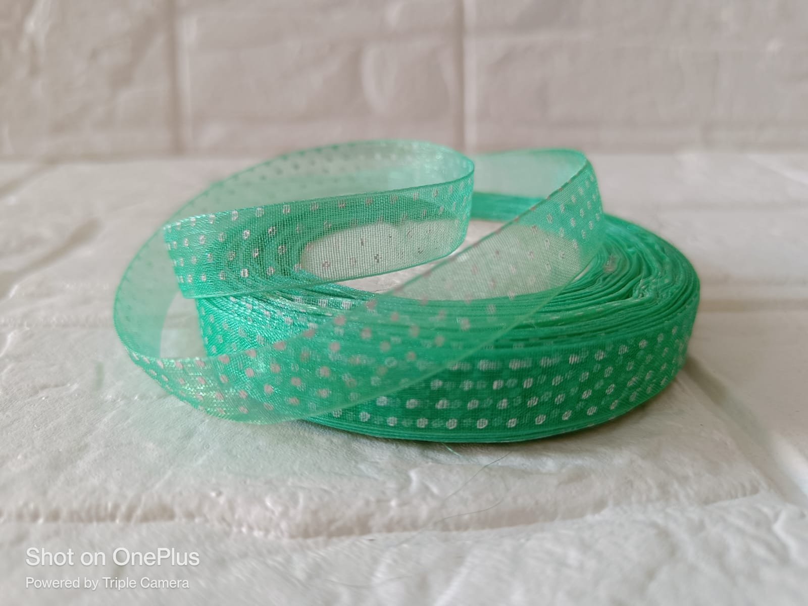 Organza  Polka Dot Ribbon 1/2 inch – Light Green