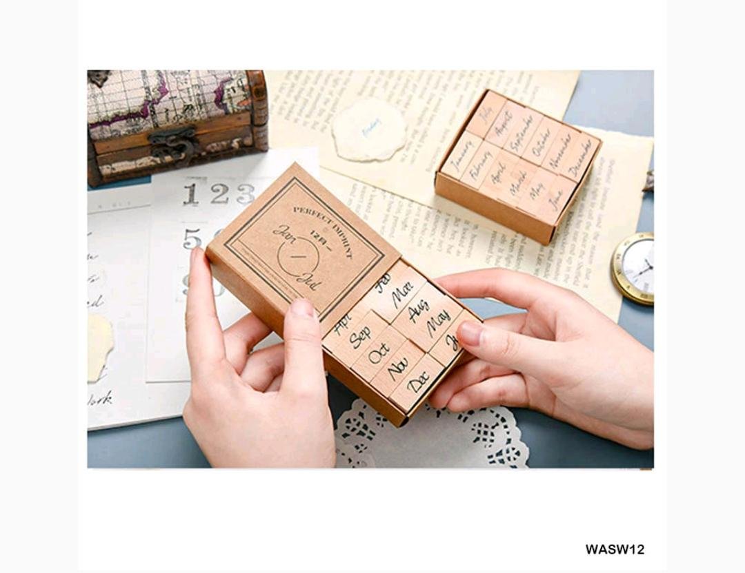 Wooden Antique Stamp (Month) -12pc