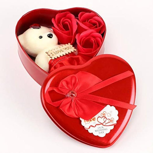 Artificial Red Rose & Teddy Bear Ten Box - 100pc (FreeShipping)
