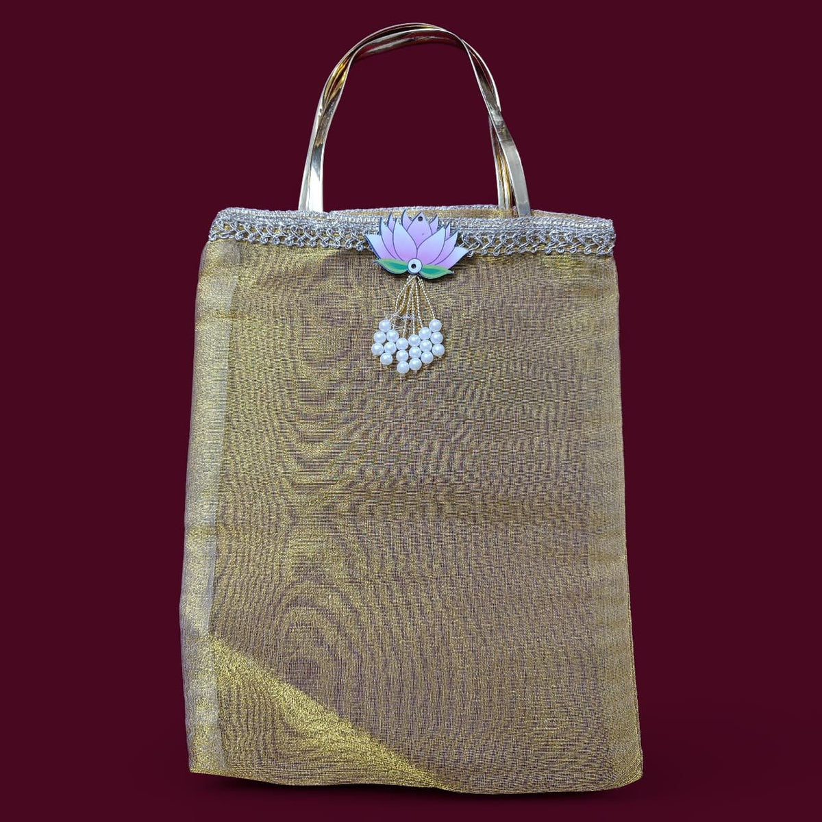 Organza Hand bag Golden (10*8inch) - 1pc