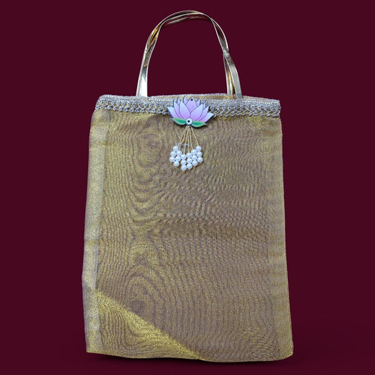 Organza Hand bag Golden (10*8inch) - 1pc