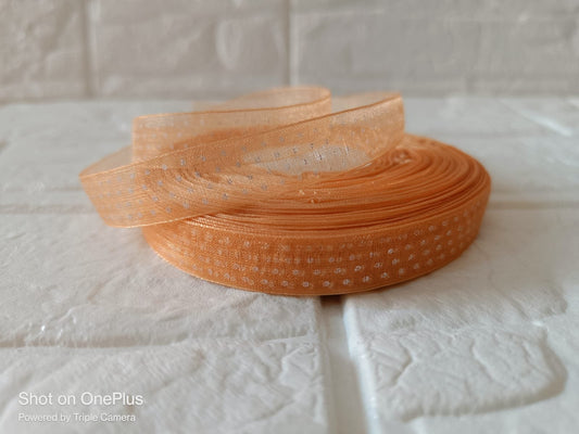 Organza  Polka Dot Ribbon 1/2 inch – Peach