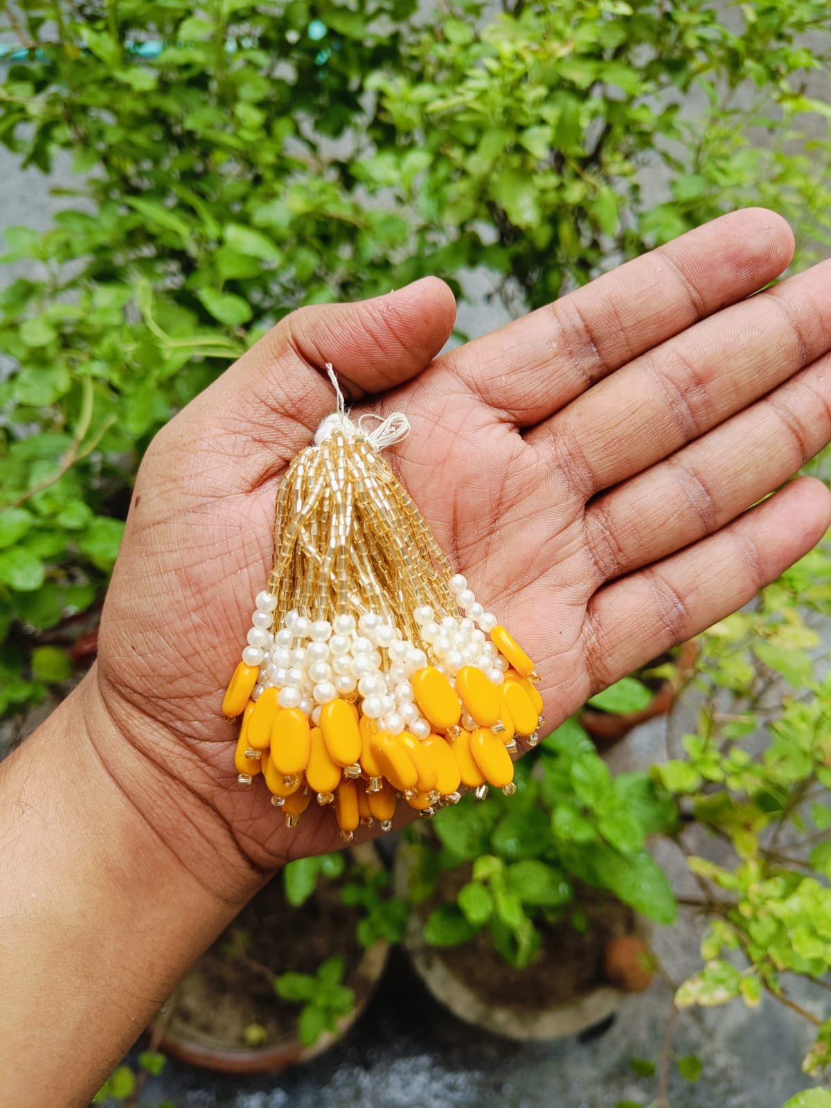 Yellow Moti Latkan - 10pc