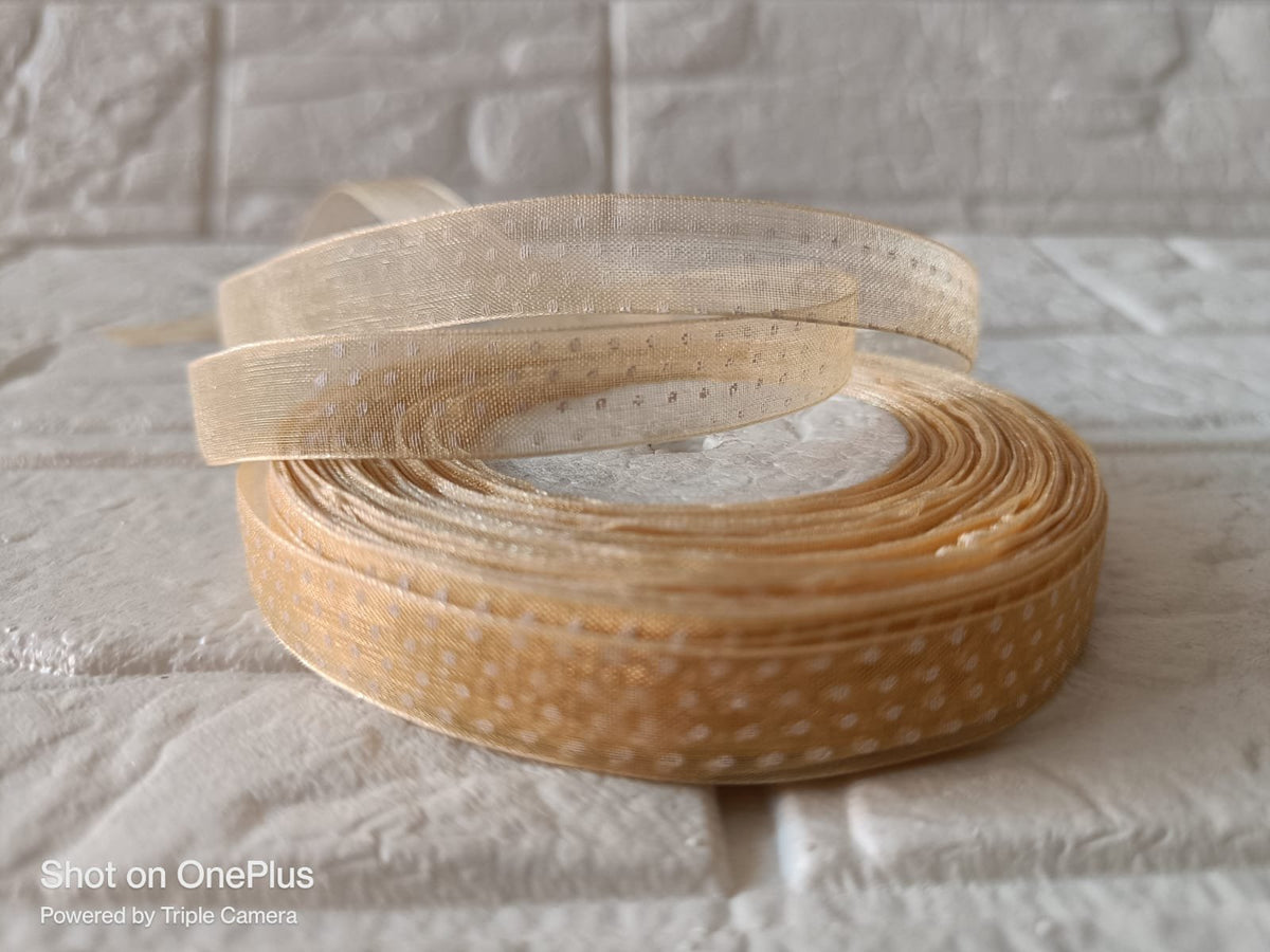 Organza  Polka Dot Ribbon 1/2 inch – Cream