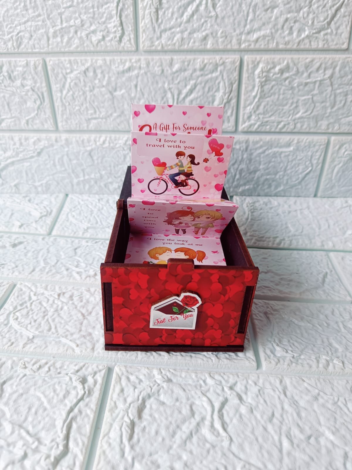 Paradise Love Wooden Box,Greeting Card for Special One, Love Messages Popup Romantic Gift Box