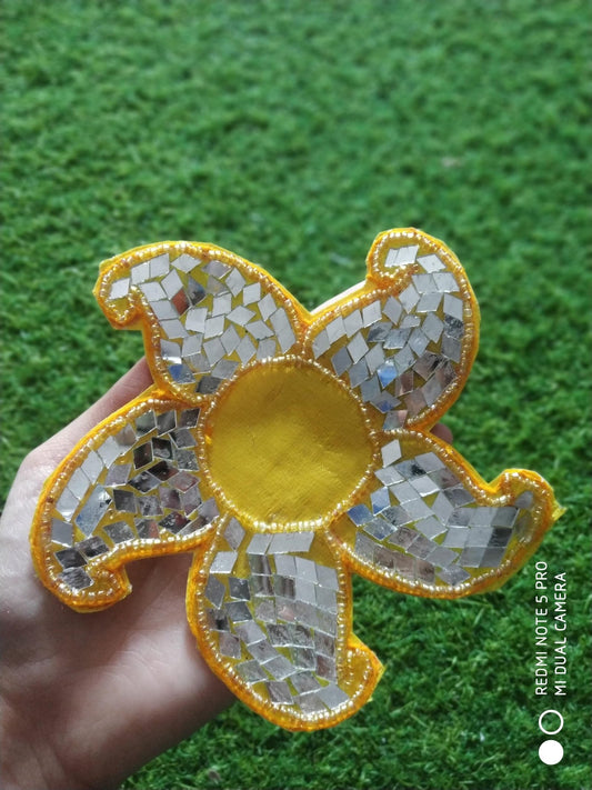 Yellow Round Flower Buti Patches - 5pc