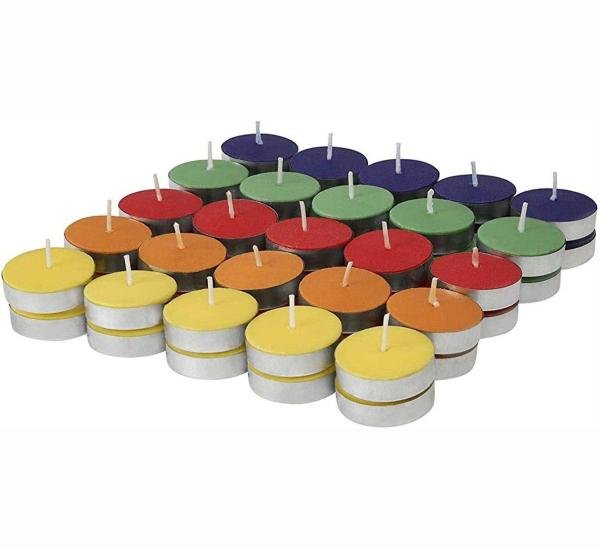 Multicolor Wax Tealight Candles (Pack Of 50)