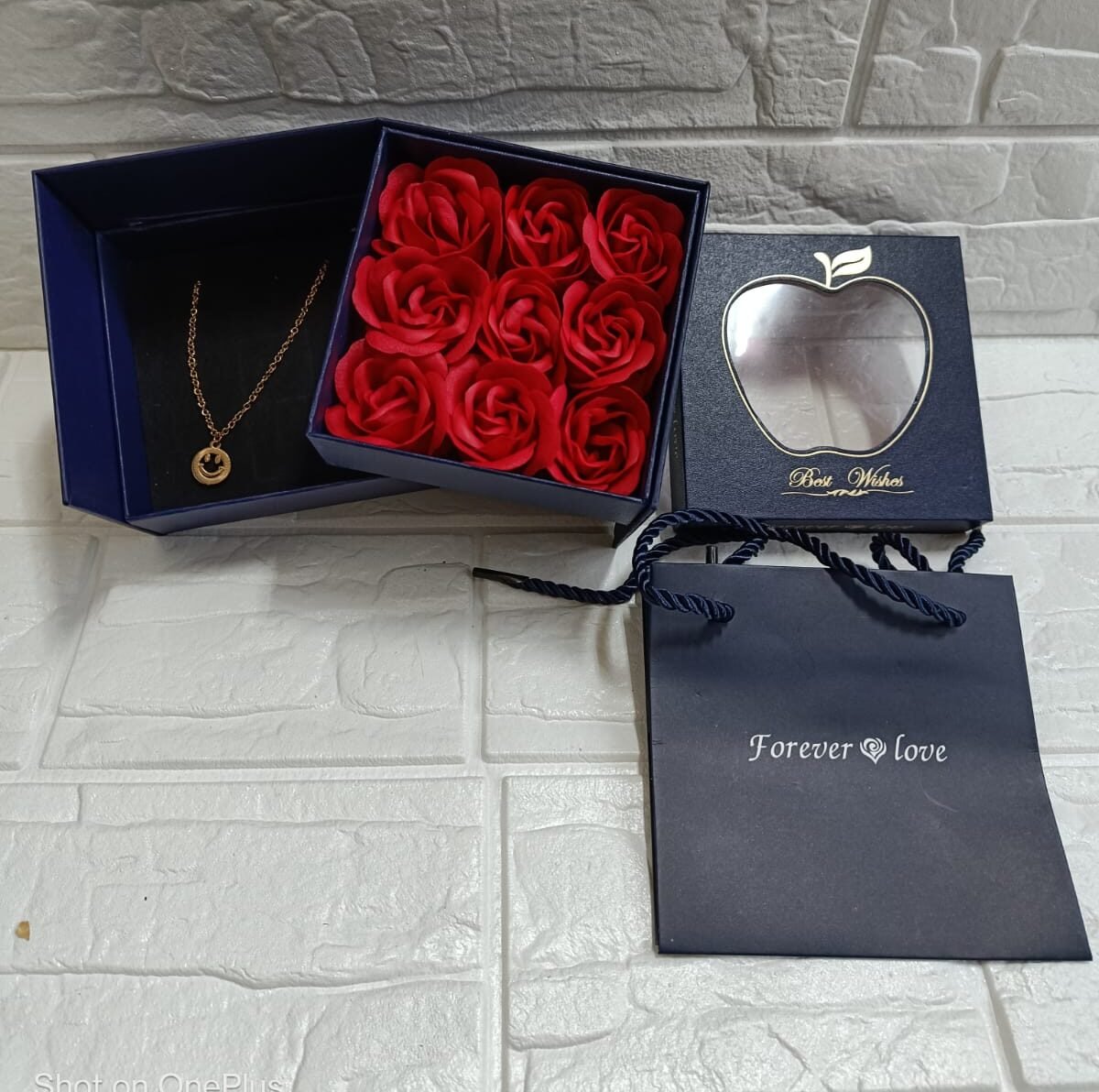 Scented Rose with Necklace Gift Box - 1pc