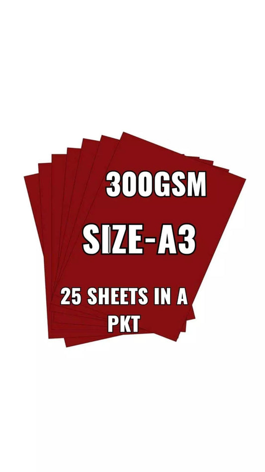 A3 Red Cardstock - 300GSM - 25 Sheets