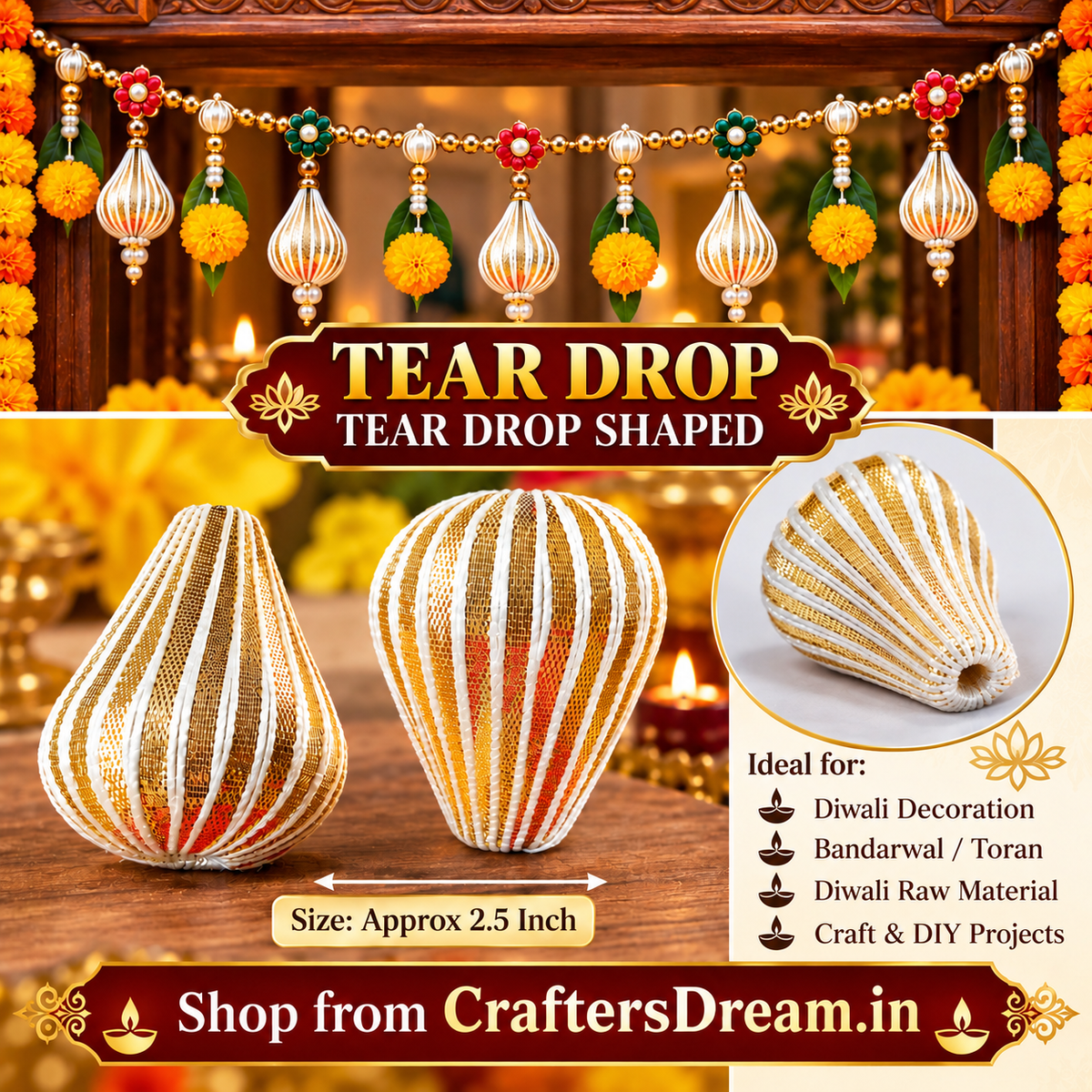 Tear Drop Shaped - 10pc