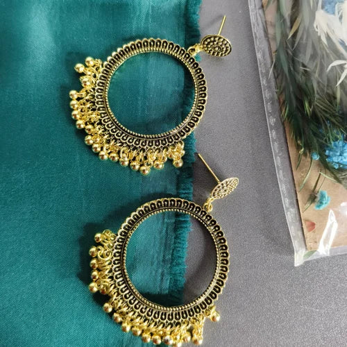 Round Golden Beads Jhumka - 1pair