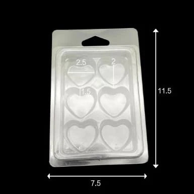 Clear Blister Mould & Clamshell Packaging for Wax Melts Heart (WX310) - 1pc