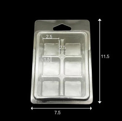 Clear Blister Mould & Clamshell Packaging for Wax Melts Sqaure (WX312) - 1pc